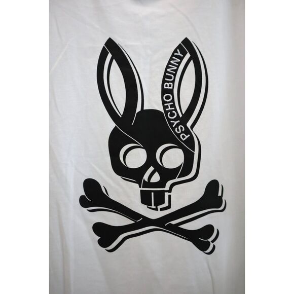 Psycho Bunny Men's Sz 8 US 2XL White Serge Embroidered Graphic Tee Shirt - Picture 5 of 6
